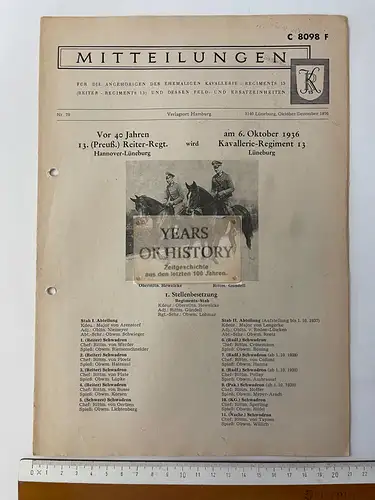 Mitteilungsblatt Heft Kavallerie-Reiter-Regiment 13 Lüneburg Hannover Preußen