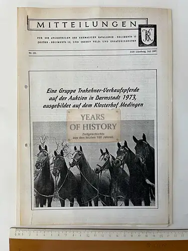 Mitteilungsblatt Heft Kavallerie-Reiter-Regiment 13 Lüneburg Hannover Preußen