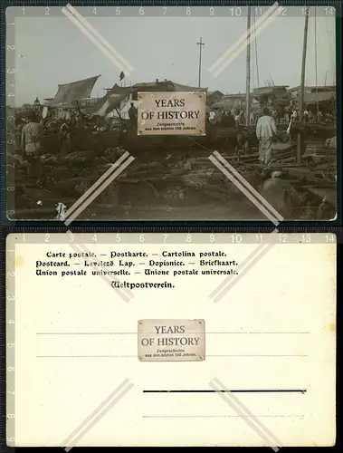 Orig. Foto 1905-14 Chinesische Soldaten an Bord Schiff Hafen Afrika? uvm.