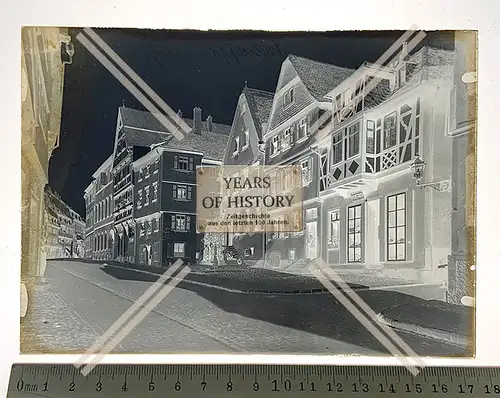 Orig. Glas Dia 1890-1910 Aschaffenburg Dorfstraße