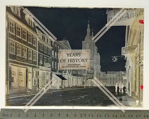 Orig. Glas Dia 1890-1910 Fulda Hessen Straßenansicht