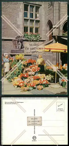 Orig. Foto AK Göttingen Blumenmarkt am Rathaus