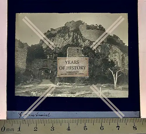 Orig. Glas Dia 1890-1910 Hohentwiel Festungsruine Gipfelburg