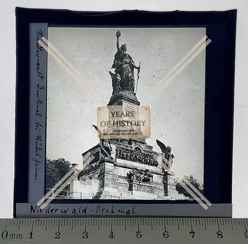 Orig. Glas Dia 1890-1910 Niederwalddenkmal bei Rüdesheim am Rhein