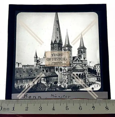 Orig. Glas Dia 1890-1910 Bonn Münster Münsterbasilika