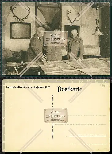 Orig. AK im Hauptquartier 1917 Paul von Hindenburg Kronprinz Wilhelm von Preuß
