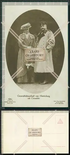 Orig. AK Paul von Hindenburg, Generalfeldmarschall mit Gemahlin 