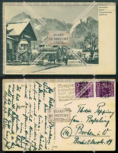 Orig. AK Garmisch-Partenkirchen Sonderstempel mit Briefmarken Alpenblick