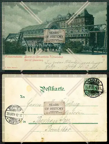 Orig. AK Schwebebahn Barmen Elberfeld Vohwinkel Wuppertal Bahnhof Döppersberg 