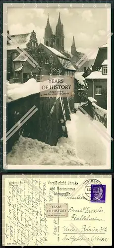 Orig. Foto AK Meißen an der Elbe Rote Stufen Blick zum Dom 1942 gel.