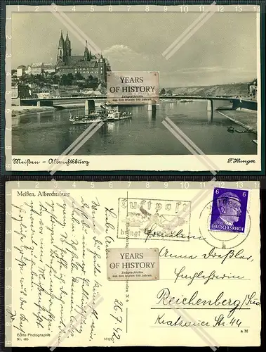 Orig. Foto AK Meißen bei Dresden Albrechtsburg 1942 mit Luftpoststempel gelauf