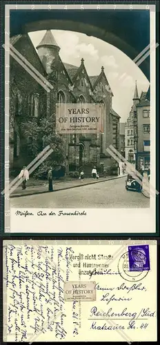 Orig. Foto AK Meißen bei Dresden an der Frauenkirche 1942 gelaufen