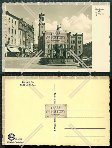 Orig. Foto AK Zittau Sachsen Markt mit Rathaus 