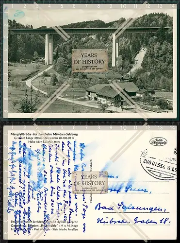 Orig. AK Mangfallbrücke Weyarn Gasthof Bundesautobahn 8 Oberbayern München Ro