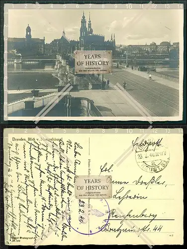 Orig. Foto AK Dresden Feldpost 1940 gel. Straßenbahn Altstadt Hofkirche vom Na