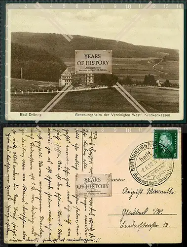 Orig. AK Bad Driburg gel. 1929 Genesungsheim der Vereinigten westfälischen Kra
