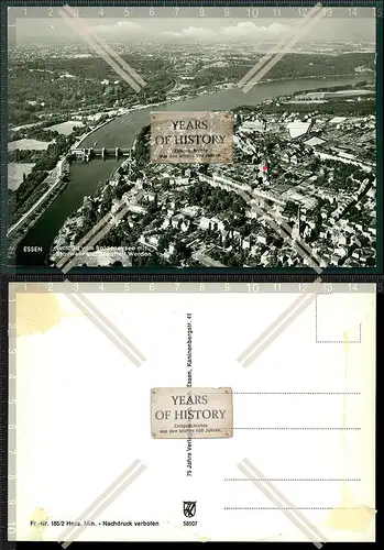 Orig. Foto AK Essen Ruhr Luftbild vom Baldeneysee mit Stauwehr und Stadtteil We