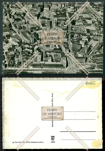Orig. Foto AK Essen Ruhr Luftbild von der Stadtmitte Rückseite mit Klebe Reste