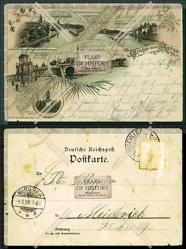 Orig. AK Litho Gruß aus Metz Longeville-les-Metz Frankreich 1898