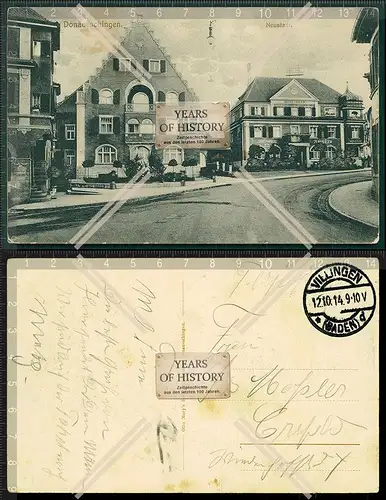 Orig. AK Donaueschingen Neustadt Hotel Adler 1914 Villingen Baden gelaufen