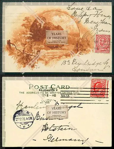 Orig. AK Künstler Karte Heuernte von England 1905 nach Büsum Holstein Nordsee