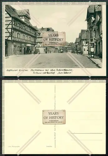 Orig. Foto AK Wanfried Werra-Meißner Hessen Marktstraße mit alten Fachwerkbau