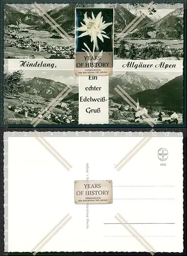 Orig. Foto AK Allgäuer Alpen mit echtem Edelweiß Hindelang mehrfach Ansicht 