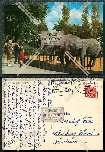 Orig. Foto AK Duisburg Tierpark Rückseite mit Stempel Kanumeisterschaften 1967