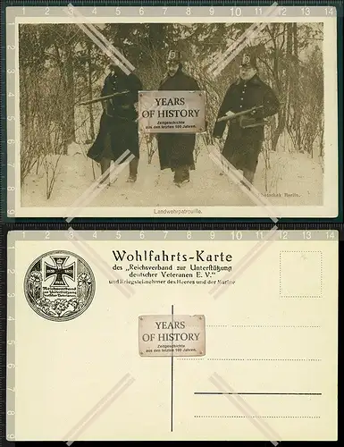 Orig. AK Soldaten Landwehrpatrouille Gewehre Fotothek Berlin Wohlfahrtskarte