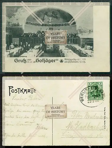 Orig. AK Berlin-Kreuzberg Gasthaus Hofjäger Königgrätzerstrasse 121 Potsdame