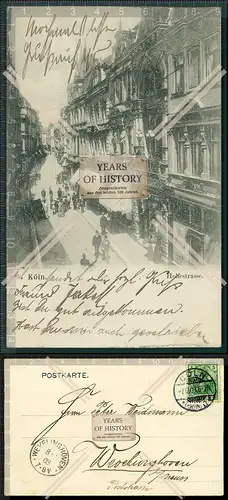 Orig. AK Köln am Rhein Hohestraße Geschäfte uvm. 1903 gelaufen