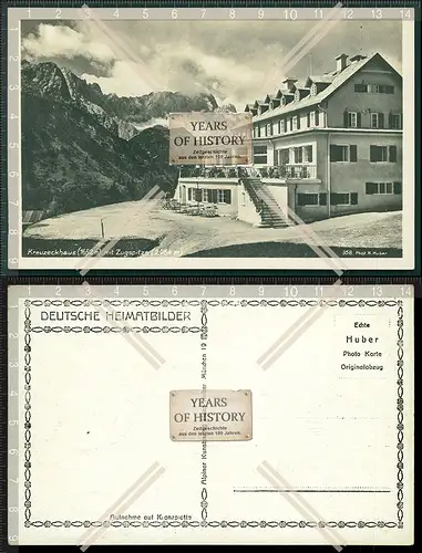 Orig. AK Garmisch Partenkirchen in Oberbayern Kreuzeckhaus Zugspitze Alpspitze 