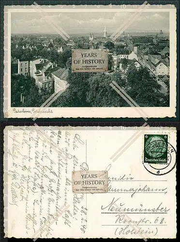 Orig. AK Paderborn Total Ansicht Panorama Kirchen Häuser 1940 gelaufen