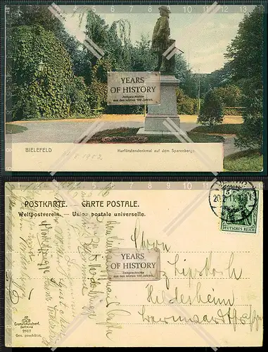 Orig. AK Bielefeld Sparenberge Kurfürstendenkmal 1911 gelaufen