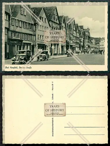 Orig. AK Bad Hersfeld Hessen Breiten Straße 1940 viele Geschäfte alte Werbung