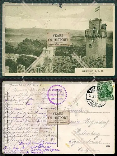 Orig. AK Auerbach Bensheim an der Bergstraße Hessen Schloss Panorama 1913 gela