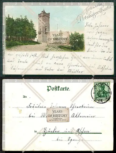 Orig. AK Bielefeld Quelle Drei Kaiser Turm Hünenburg 1902 gelaufen