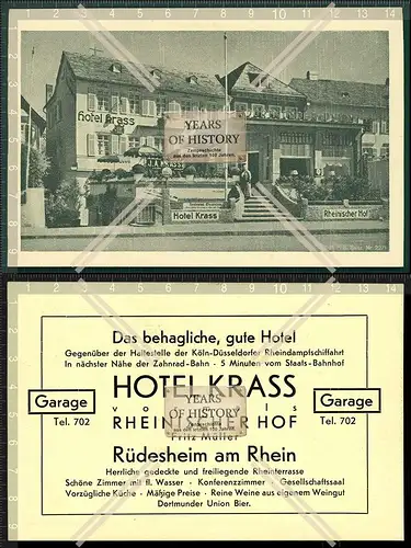 Orig. AK Karte Rüdesheim am Rhein Hotel Krass rheinischer Hof Fritz Müller