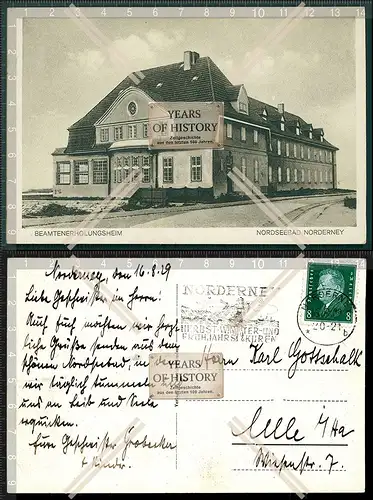 Orig. AK Nordseebad Norderney Beamtenerholungsheim 1929 gelaufen