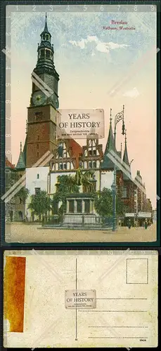 Orig. AK Breslau Schlesien Polen Rathaus von der Westseite 1911