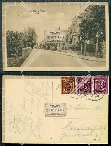 Orig. AK Landau in der Pfalz an 44 Straßenansicht 1922 gel