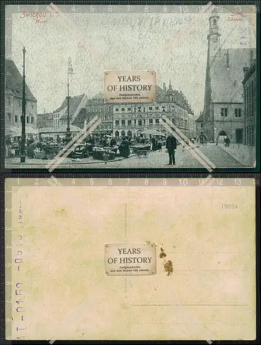 Orig. Foto AK Zwickau in Sachsen Markt Frauen bestücken ihre Stände Polizist 