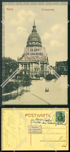 Orig. AK Mainz Christuskirche 1912 gelaufen Straßenansicht