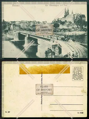 Orig. AK Meißen bei Dresden Albrechtsburg und Dom Elbe Brücke 1904