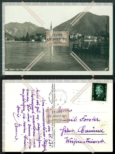 Orig. Foto AK Tegernsee Ortsansicht vom See Kirche Dorf Alpen 1931 gelaufen