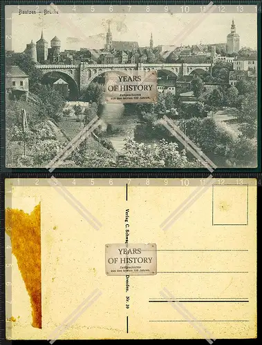 Orig. AK Bautzen Sachsen Brücke Stadt Ansicht Panorama 1907