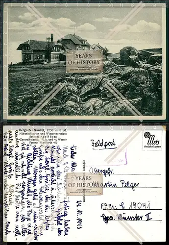 Orig. AK Waldkirch Elztal Berghotel Kandel Kandelpass Feldpost 1943 mit Sonders
