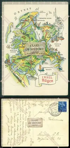 Orig. AK Landkarte Wanderkarte Insel Rügen Ostsee