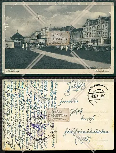 Orig. AK Norderney Kaiserstraße 1941 Feldpost gel. Karte im schlechten Zustand