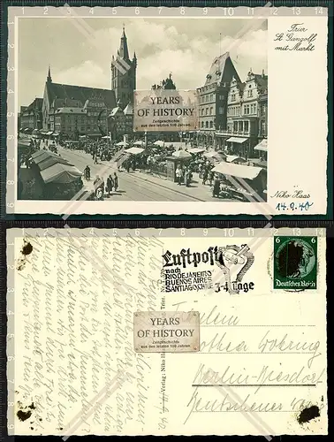 Orig. Foto AK Trier Sankt Gangolf mit Markt 1940 mit Sonderstempel auf der Rüc